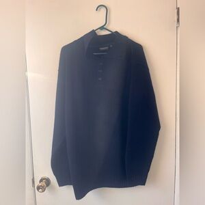 Thomas Cook Clothing Company Men's Dark Blue Wool Sweater 1/4 Button Size XL